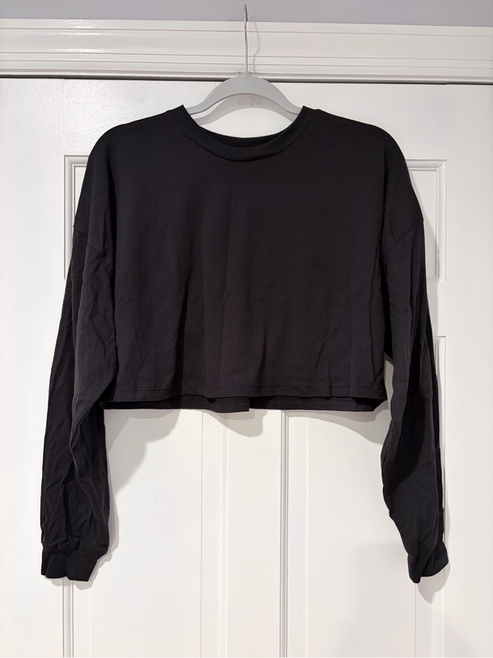 balera Black Cropped Long-Sleeve Crew Top
